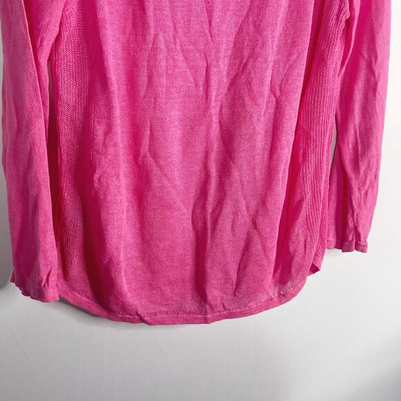 J McLaughlin Small Pink Linen Raglan Long Sleeve Sweater Lightweight Round Neck - Picture 7 of 9